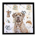 Isabella Dogue de Bordeaux Coffee Bar Framed Metal Print Bathroom, Kitchen, Office, Home Decor Wall Art Ready to Hang, Square, 8X8