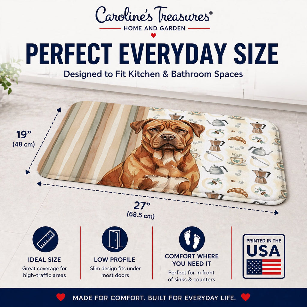 Mahogany Dogue de Bordeaux Coffee Bar Memory Foam Kitchen Mat Machine Washable Anti-Fatigue Cushion Comfort Bath or Kitchen Rug