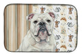 White English Bulldog Coffee Bar Dish Drying Mat Absorbent Dish Drying Mat Pad for Kitchen Counter Dish Drainer Mat for Countertop, 14 x 21", Multicolor