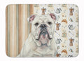 White English Bulldog Coffee Bar Memory Foam Kitchen Mat Machine Washable Anti-Fatigue Cushion Comfort Bath or Kitchen Rug