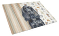 Black English Cocker Spaniel Coffee Bar Cutting Board Tempered Glass Kitchen Cutting Surface, Heat Resistant Chopping, Non-Slip Feet, Food Prep & Serving