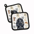 Black English Cocker Spaniel Coffee Bar Pot Holder Set of 2 Heat Resistant Quilted Hot Pads 7.5 x 7.5 Inch, Insulated Kitchen Trivets for Cooking & Baking