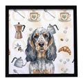 Blue Roan & Tan English Cocker Spaniel Coffee Bar Framed Metal Print Bathroom, Kitchen, Office, Home Decor Wall Art Ready to Hang, Square, 8X8