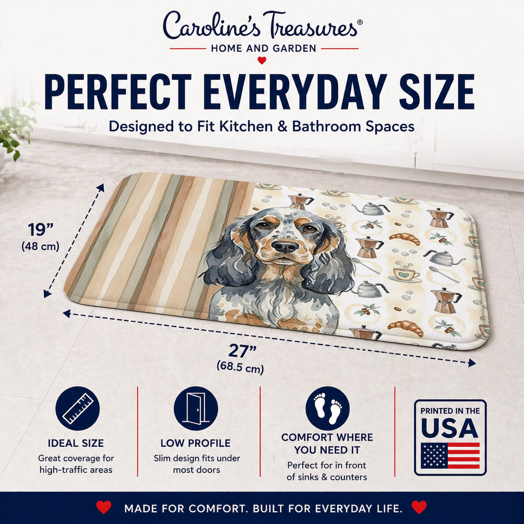 Blue Roan & Tan English Cocker Spaniel Coffee Bar Memory Foam Kitchen Mat Machine Washable Anti-Fatigue Cushion Comfort Bath or Kitchen Rug