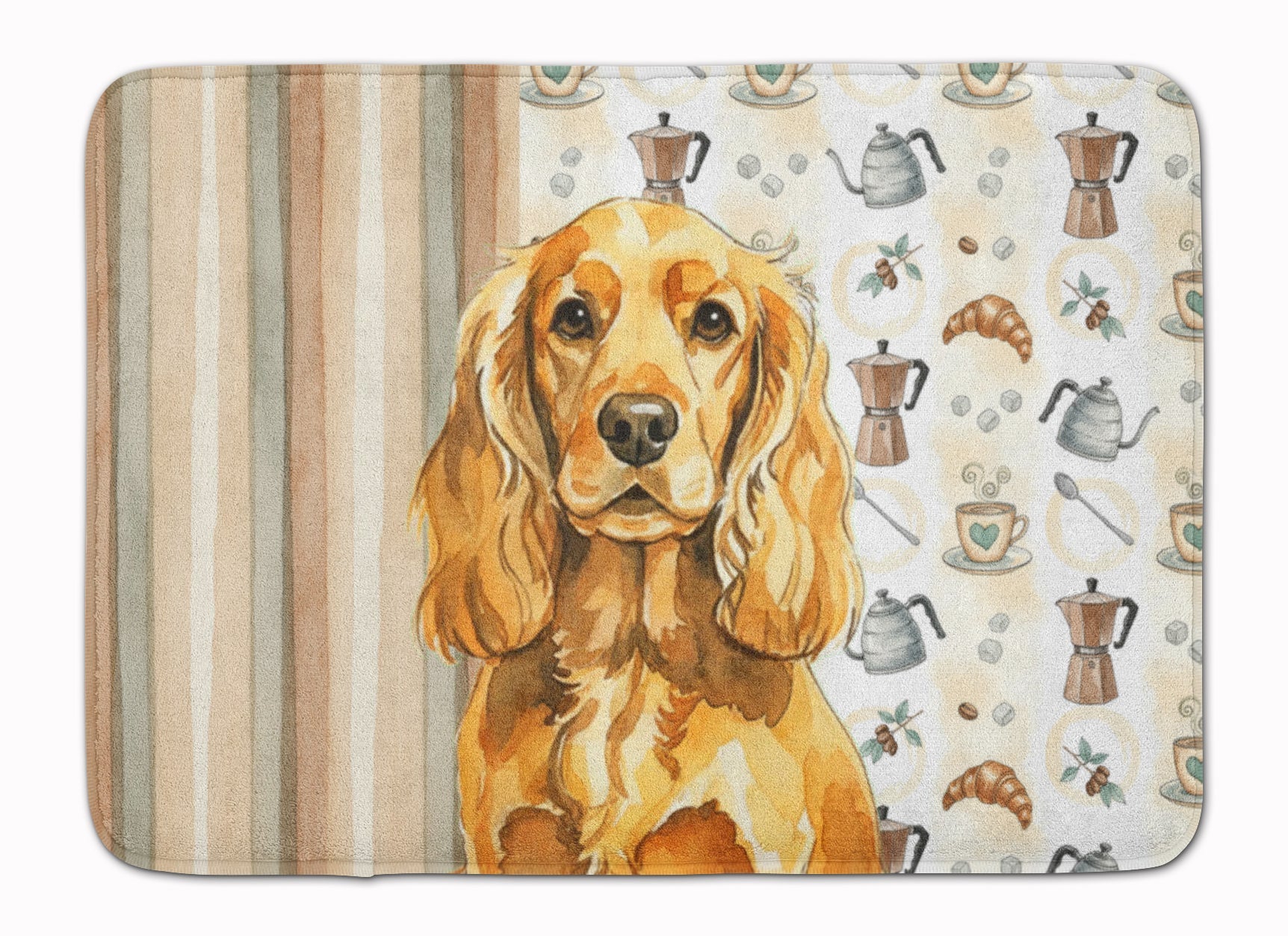 Golden English Cocker Spaniel Coffee Bar Memory Foam Kitchen Mat Machine Washable Anti-Fatigue Cushion Comfort Bath or Kitchen Rug