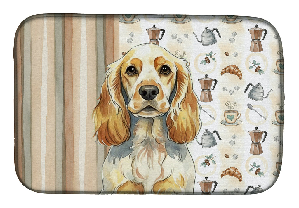 Lemon Roan English Cocker Spaniel Coffee Bar Dish Drying Mat Absorbent Dish Drying Mat Pad for Kitchen Counter Dish Drainer Mat for Countertop, 14 x 21", Multicolor