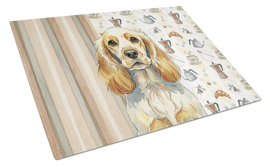 Lemon Roan English Cocker Spaniel Coffee Bar Cutting Board Tempered Glass Kitchen Cutting Surface, Heat Resistant Chopping, Non-Slip Feet, Food Prep & Serving