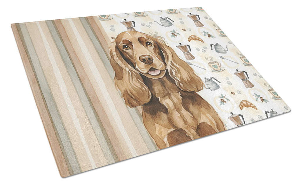 Liver English Cocker Spaniel Coffee Bar Cutting Board Tempered Glass Kitchen Cutting Surface, Heat Resistant Chopping, Non-Slip Feet, Food Prep & Serving