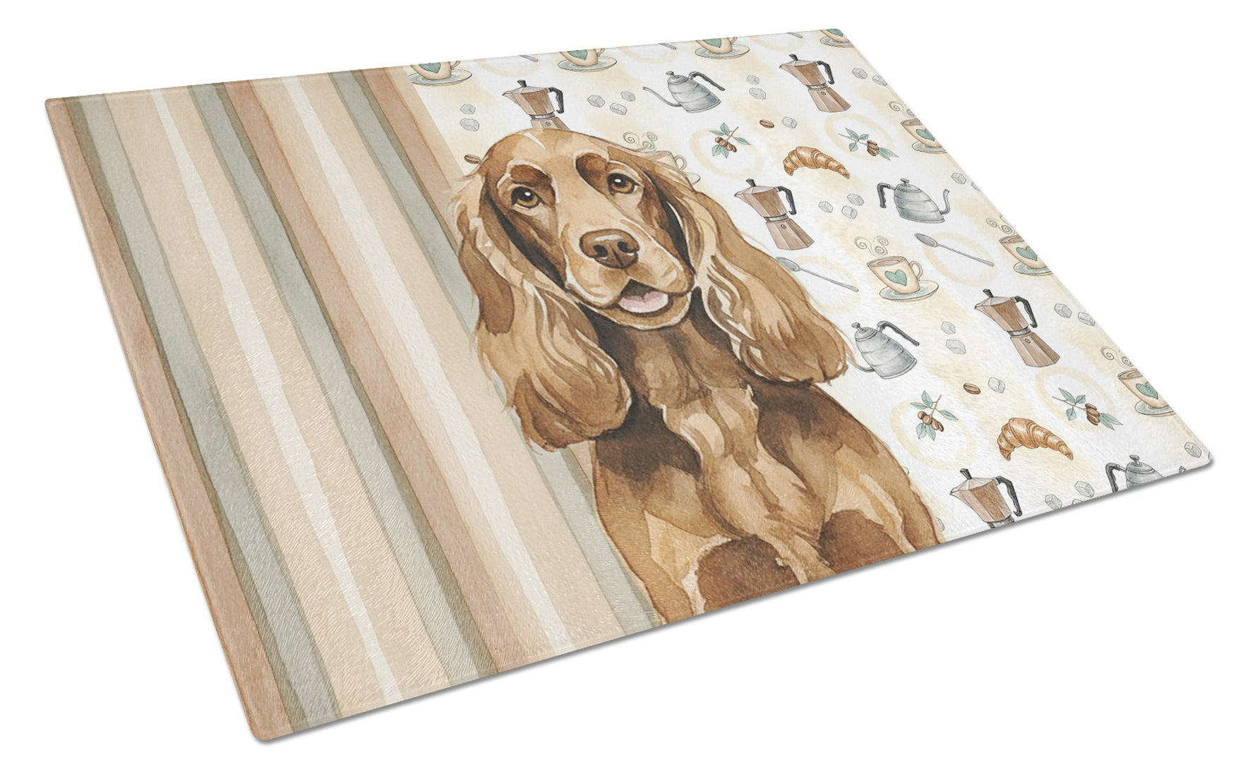 Liver English Cocker Spaniel Coffee Bar Cutting Board Tempered Glass Kitchen Cutting Surface, Heat Resistant Chopping, Non-Slip Feet, Food Prep & Serving
