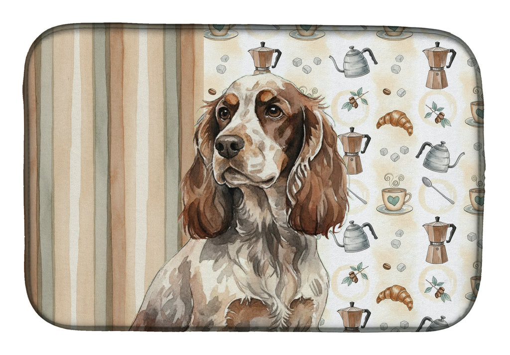 Liver Roan English Cocker Spaniel Coffee Bar Dish Drying Mat Absorbent Dish Drying Mat Pad for Kitchen Counter Dish Drainer Mat for Countertop, 14 x 21", Multicolor