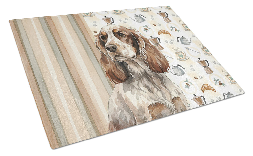 Liver Roan English Cocker Spaniel Coffee Bar Cutting Board Tempered Glass Kitchen Cutting Surface, Heat Resistant Chopping, Non-Slip Feet, Food Prep & Serving