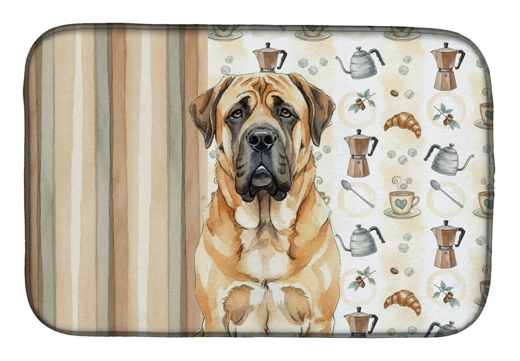 Apricot English Mastiff Coffee Bar Dish Drying Mat Absorbent Dish Drying Mat Pad for Kitchen Counter Dish Drainer Mat for Countertop, 14 x 21", Multicolor
