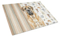 Apricot English Mastiff Coffee Bar Cutting Board Tempered Glass Kitchen Cutting Surface, Heat Resistant Chopping, Non-Slip Feet, Food Prep & Serving