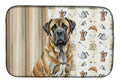 Brindle English Mastiff Coffee Bar Dish Drying Mat Absorbent Dish Drying Mat Pad for Kitchen Counter Dish Drainer Mat for Countertop, 14 x 21", Multicolor