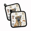 Brindle English Mastiff Coffee Bar Pot Holder Set of 2 Heat Resistant Quilted Hot Pads 7.5 x 7.5 Inch, Insulated Kitchen Trivets for Cooking & Baking