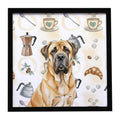 Fawn English Mastiff Coffee Bar Framed Metal Print Bathroom, Kitchen, Office, Home Decor Wall Art Ready to Hang, Square, 8X8