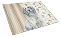 Blue Belton English Setter Coffee Bar Cutting Board Tempered Glass Kitchen Cutting Surface, Heat Resistant Chopping, Non-Slip Feet, Food Prep & Serving