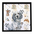 Blue Belton English Setter Coffee Bar Framed Metal Print Bathroom, Kitchen, Office, Home Decor Wall Art Ready to Hang, Square, 8X8