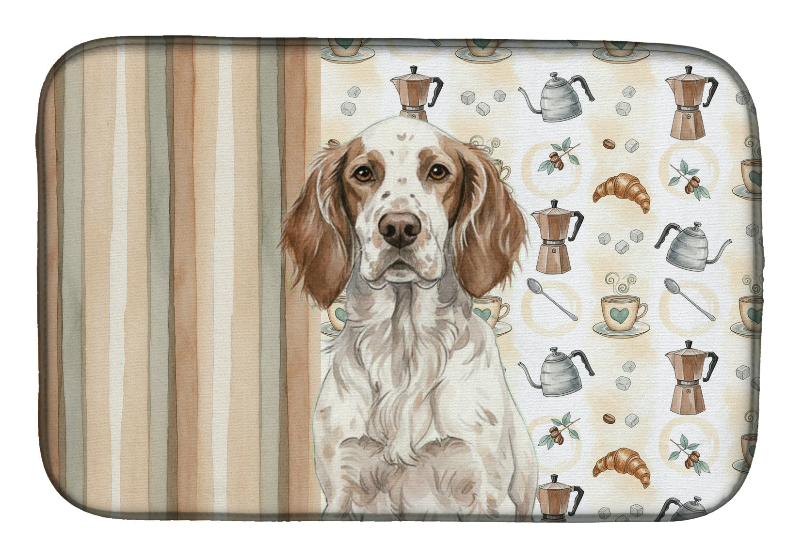 Liver Belton English Setter Coffee Bar Dish Drying Mat Absorbent Dish Drying Mat Pad for Kitchen Counter Dish Drainer Mat for Countertop, 14 x 21", Multicolor