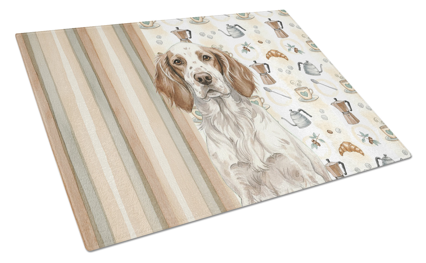 Liver Belton English Setter Coffee Bar Cutting Board Tempered Glass Kitchen Cutting Surface, Heat Resistant Chopping, Non-Slip Feet, Food Prep & Serving