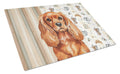 Ruby English Toy Spaniel Coffee Bar Cutting Board Tempered Glass Kitchen Cutting Surface, Heat Resistant Chopping, Non-Slip Feet, Food Prep & Serving
