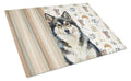 Finnish Lapphund Coffee Bar Cutting Board Tempered Glass Kitchen Cutting Surface, Heat Resistant Chopping, Non-Slip Feet, Food Prep & Serving