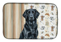 Black Flat-Coated Retriever Coffee Bar Dish Drying Mat Absorbent Dish Drying Mat Pad for Kitchen Counter Dish Drainer Mat for Countertop, 14 x 21", Multicolor