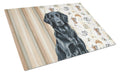 Black Flat-Coated Retriever Coffee Bar Cutting Board Tempered Glass Kitchen Cutting Surface, Heat Resistant Chopping, Non-Slip Feet, Food Prep & Serving