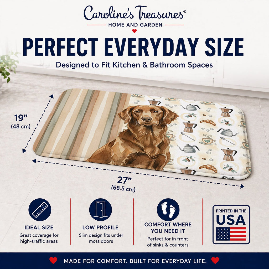 Liver Flat-Coated Retriever Coffee Bar Memory Foam Kitchen Mat Machine Washable Anti-Fatigue Cushion Comfort Bath or Kitchen Rug