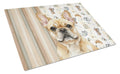 Fawn French Bulldog Coffee Bar Cutting Board Tempered Glass Kitchen Cutting Surface, Heat Resistant Chopping, Non-Slip Feet, Food Prep & Serving