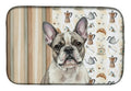 Pied French Bulldog Coffee Bar Dish Drying Mat Absorbent Dish Drying Mat Pad for Kitchen Counter Dish Drainer Mat for Countertop, 14 x 21", Multicolor