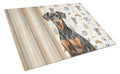 German Pinscher Coffee Bar Cutting Board Tempered Glass Kitchen Cutting Surface, Heat Resistant Chopping, Non-Slip Feet, Food Prep & Serving