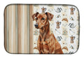 Red German Pinscher Coffee Bar Dish Drying Mat Absorbent Dish Drying Mat Pad for Kitchen Counter Dish Drainer Mat for Countertop, 14 x 21", Multicolor
