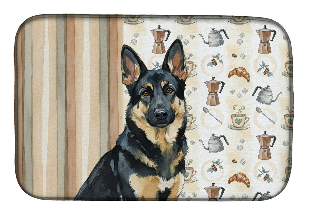 Black and Tan German Shepherd Coffee Bar Dish Drying Mat Absorbent Dish Drying Mat Pad for Kitchen Counter Dish Drainer Mat for Countertop, 14 x 21", Multicolor