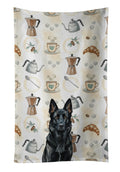 Black German Shepherd Coffee Bar Kitchen Towel Velour Plush Front and Cotton Loop Back Machine Washable