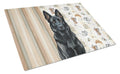 Black German Shepherd Coffee Bar Cutting Board Tempered Glass Kitchen Cutting Surface, Heat Resistant Chopping, Non-Slip Feet, Food Prep & Serving