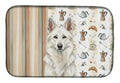 White German Shepherd Coffee Bar Dish Drying Mat Absorbent Dish Drying Mat Pad for Kitchen Counter Dish Drainer Mat for Countertop, 14 x 21", Multicolor