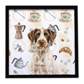 Liver and White German Wirehaired Pointer Coffee Bar Framed Metal Print Bathroom, Kitchen, Office, Home Decor Wall Art Ready to Hang, Square, 8X8