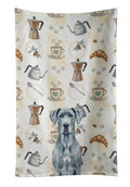 Blue Great Dane Coffee Bar Kitchen Towel Velour Plush Front and Cotton Loop Back Machine Washable