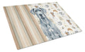 Blue Great Dane Coffee Bar Cutting Board Tempered Glass Kitchen Cutting Surface, Heat Resistant Chopping, Non-Slip Feet, Food Prep & Serving