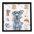 Blue Great Dane Coffee Bar Framed Metal Print Bathroom, Kitchen, Office, Home Decor Wall Art Ready to Hang, Square, 8X8