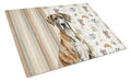 Brindle Great Dane Coffee Bar Cutting Board Tempered Glass Kitchen Cutting Surface, Heat Resistant Chopping, Non-Slip Feet, Food Prep & Serving