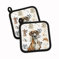 Brindle Great Dane Coffee Bar Pot Holder Set of 2 Heat Resistant Quilted Hot Pads 7.5 x 7.5 Inch, Insulated Kitchen Trivets for Cooking & Baking