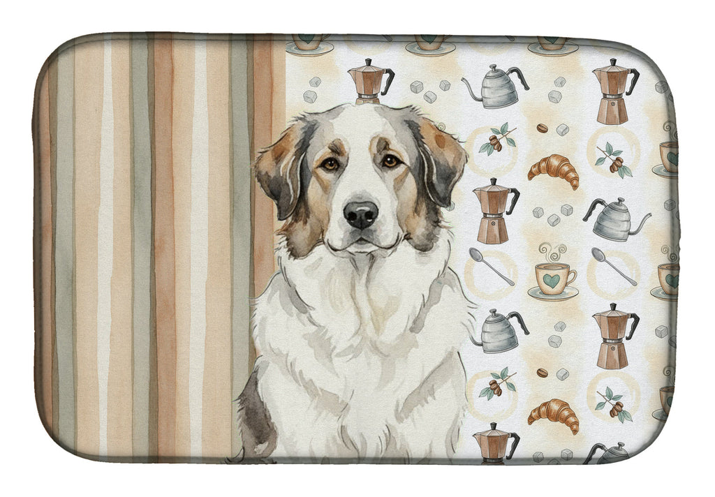 Badger Great Pyrenees Coffee Bar Dish Drying Mat Absorbent Dish Drying Mat Pad for Kitchen Counter Dish Drainer Mat for Countertop, 14 x 21", Multicolor