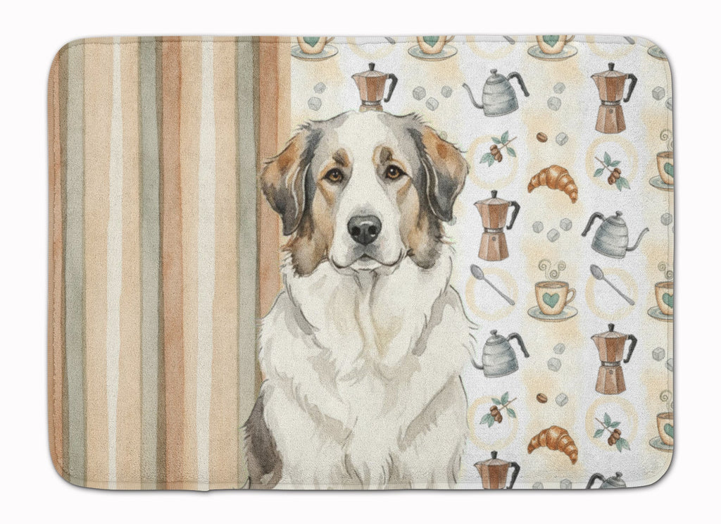 Badger Great Pyrenees Coffee Bar Memory Foam Kitchen Mat Machine Washable Anti-Fatigue Cushion Comfort Bath or Kitchen Rug
