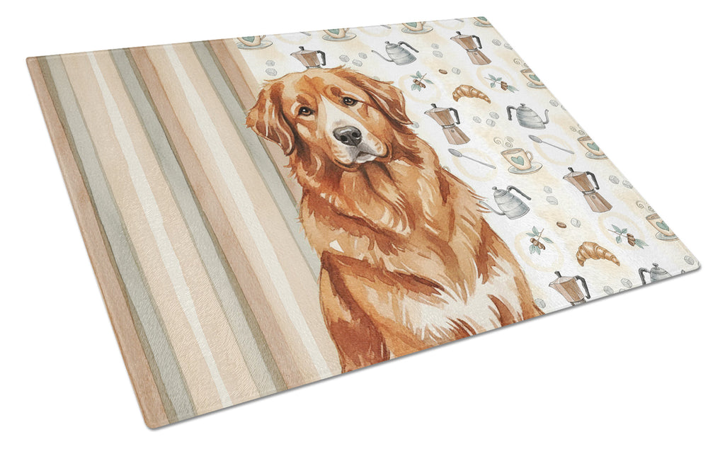 Reddish Brown Great Pyrenees Coffee Bar Cutting Board Tempered Glass Kitchen Cutting Surface, Heat Resistant Chopping, Non-Slip Feet, Food Prep & Serving