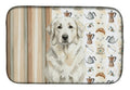 White Great Pyrenees Coffee Bar Dish Drying Mat Absorbent Dish Drying Mat Pad for Kitchen Counter Dish Drainer Mat for Countertop, 14 x 21", Multicolor