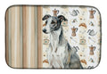 Black and White Greyhound Coffee Bar Dish Drying Mat Absorbent Dish Drying Mat Pad for Kitchen Counter Dish Drainer Mat for Countertop, 14 x 21", Multicolor