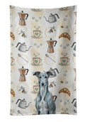 Blue Brindle Greyhound Coffee Bar Kitchen Towel Velour Plush Front and Cotton Loop Back Machine Washable