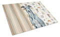 Blue Brindle Greyhound Coffee Bar Cutting Board Tempered Glass Kitchen Cutting Surface, Heat Resistant Chopping, Non-Slip Feet, Food Prep & Serving